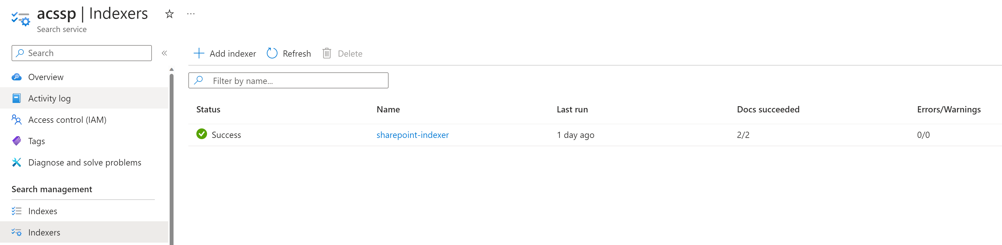 Azure Cognitive search indexer