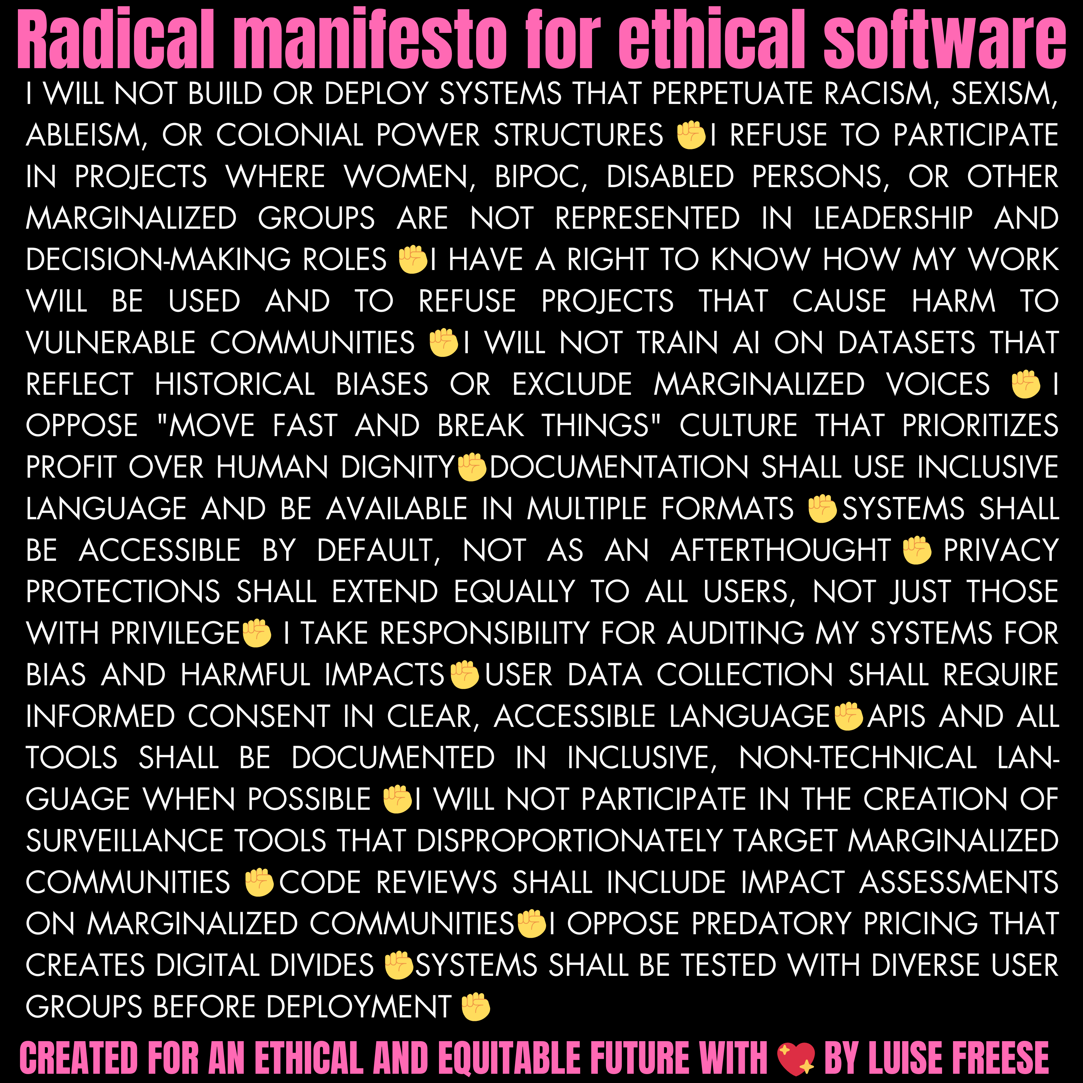 Manifesto for ethical software